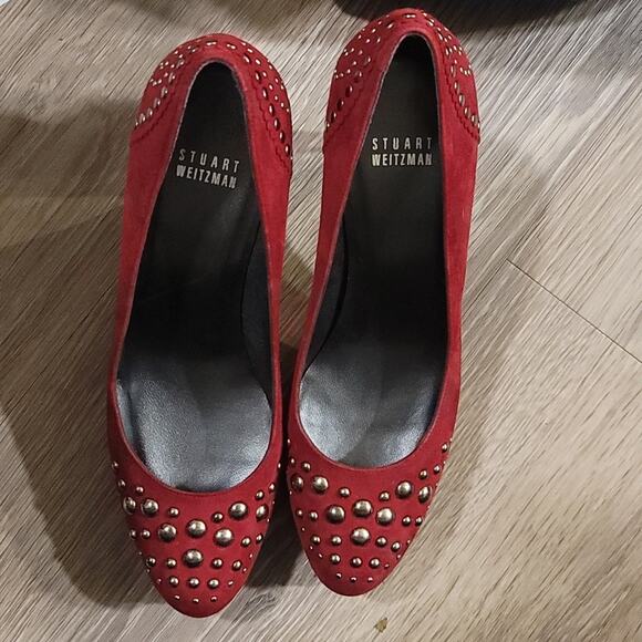 Stuart Weitzman Red Studded Heels - Picture 4 of 7